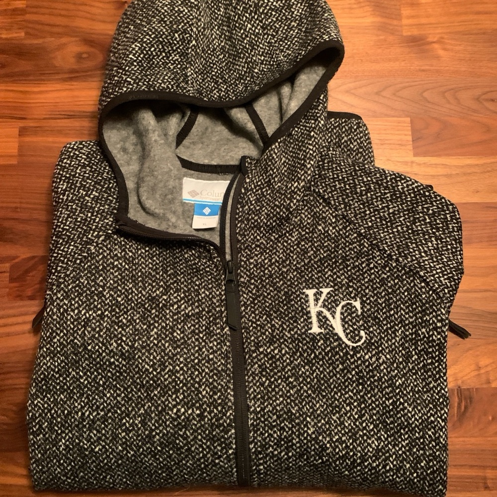 Columbia Black and Gray Hooded Jacket Fleece Chiefs Royals KC Kansas City